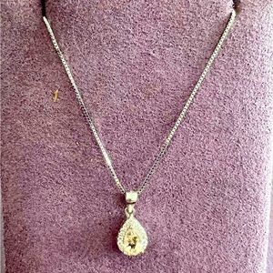 *SOLD LOCALLY* Sterling Silver Morganite and CZ Necklace